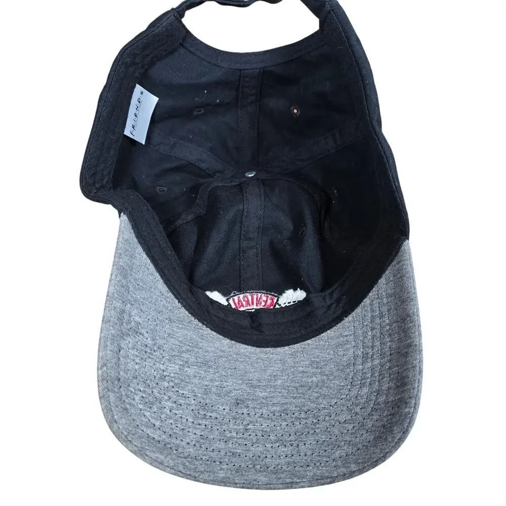 Friends Central Perk Spellout Logo Baseball Hat Cap Black Gray Adjustable Strap